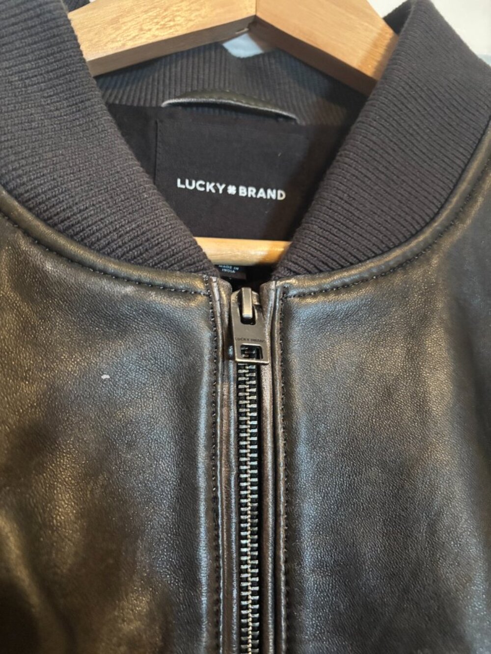 Lucky Brand Leather Bomber Jacket - Picture 2 of 7